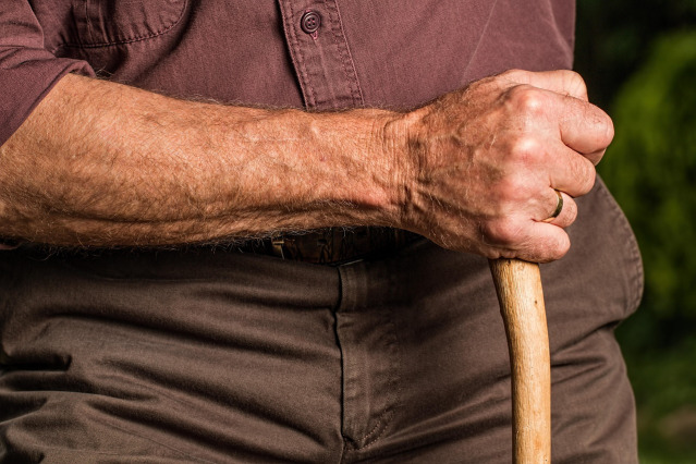 elderly hand cane
